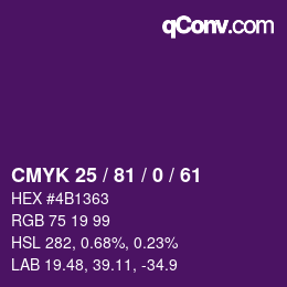 Color code: CMYK 25 / 81 / 0 / 61 | qconv.com