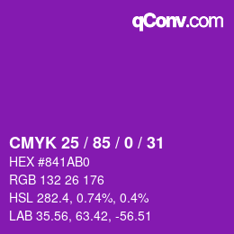 Color code: CMYK 25 / 85 / 0 / 31 | qconv.com