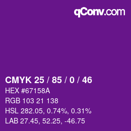 Farbcode: CMYK 25 / 85 / 0 / 46 | qconv.com