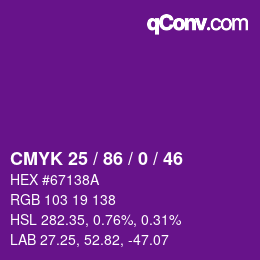 Color code: CMYK 25 / 86 / 0 / 46 | qconv.com