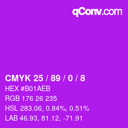 カラーコード: CMYK 25 / 89 / 0 / 8 | qconv.com