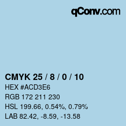 カラーコード: CMYK 25 / 8 / 0 / 10 | qconv.com