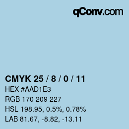 颜色代码: CMYK 25 / 8 / 0 / 11 | qconv.com