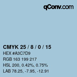 Color code: CMYK 25 / 8 / 0 / 15 | qconv.com