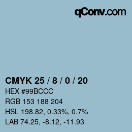 颜色代码: CMYK 25 / 8 / 0 / 20 | qconv.com