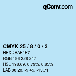 Color code: CMYK 25 / 8 / 0 / 3 | qconv.com