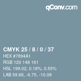 Color code: CMYK 25 / 8 / 0 / 37 | qconv.com