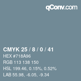 カラーコード: CMYK 25 / 8 / 0 / 41 | qconv.com