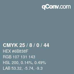 カラーコード: CMYK 25 / 8 / 0 / 44 | qconv.com