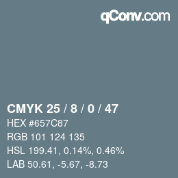 カラーコード: CMYK 25 / 8 / 0 / 47 | qconv.com