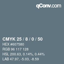 Código de color: CMYK 25 / 8 / 0 / 50 | qconv.com