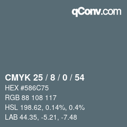 Color code: CMYK 25 / 8 / 0 / 54 | qconv.com