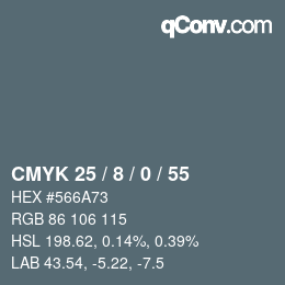 颜色代码: CMYK 25 / 8 / 0 / 55 | qconv.com