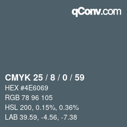 カラーコード: CMYK 25 / 8 / 0 / 59 | qconv.com
