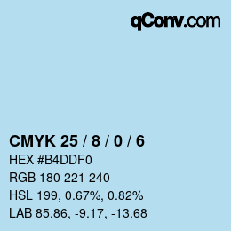 カラーコード: CMYK 25 / 8 / 0 / 6 | qconv.com