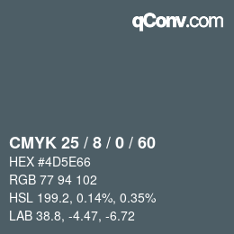 Color code: CMYK 25 / 8 / 0 / 60 | qconv.com