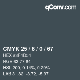 カラーコード: CMYK 25 / 8 / 0 / 67 | qconv.com