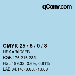 Farbcode: CMYK 25 / 8 / 0 / 8 | qconv.com