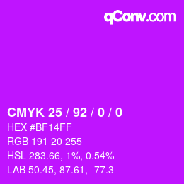 カラーコード: CMYK 25 / 92 / 0 / 0 | qconv.com