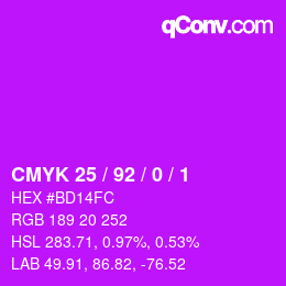 カラーコード: CMYK 25 / 92 / 0 / 1 | qconv.com