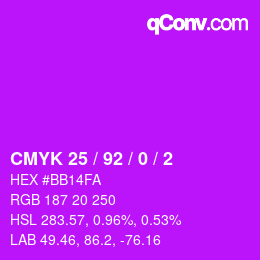カラーコード: CMYK 25 / 92 / 0 / 2 | qconv.com