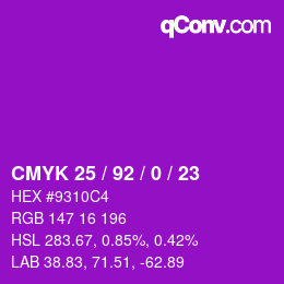 颜色代码: CMYK 25 / 92 / 0 / 23 | qconv.com