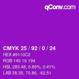 カラーコード: CMYK 25 / 92 / 0 / 24 | qconv.com