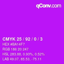 カラーコード: CMYK 25 / 92 / 0 / 3 | qconv.com