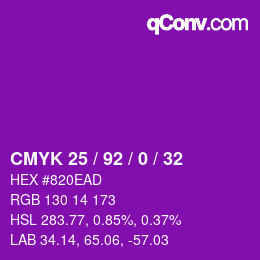 カラーコード: CMYK 25 / 92 / 0 / 32 | qconv.com