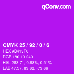 カラーコード: CMYK 25 / 92 / 0 / 6 | qconv.com