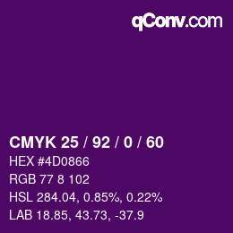 カラーコード: CMYK 25 / 92 / 0 / 60 | qconv.com