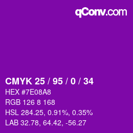 Color code: CMYK 25 / 95 / 0 / 34 | qconv.com