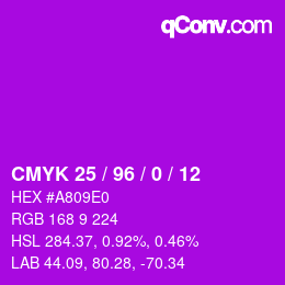 カラーコード: CMYK 25 / 96 / 0 / 12 | qconv.com