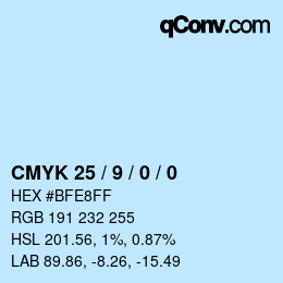 颜色代码: CMYK 25 / 9 / 0 / 0 | qconv.com