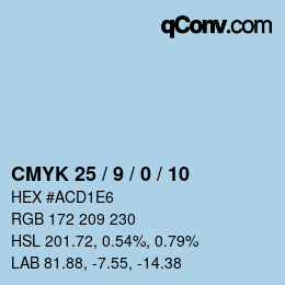 カラーコード: CMYK 25 / 9 / 0 / 10 | qconv.com
