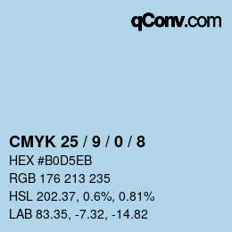 カラーコード: CMYK 25 / 9 / 0 / 8 | qconv.com