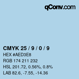 颜色代码: CMYK 25 / 9 / 0 / 9 | qconv.com