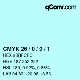 Color code: CMYK 26 / 0 / 0 / 1 | qconv.com