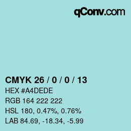 Color code: CMYK 26 / 0 / 0 / 13 | qconv.com