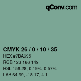 颜色代码: CMYK 26 / 0 / 10 / 35 | qconv.com