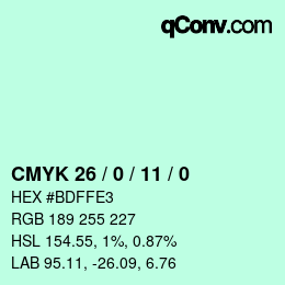カラーコード: CMYK 26 / 0 / 11 / 0 | qconv.com