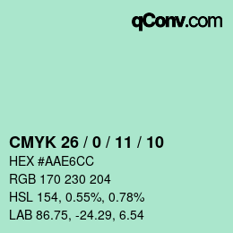 カラーコード: CMYK 26 / 0 / 11 / 10 | qconv.com