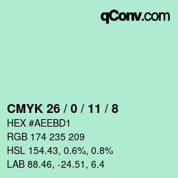 カラーコード: CMYK 26 / 0 / 11 / 8 | qconv.com