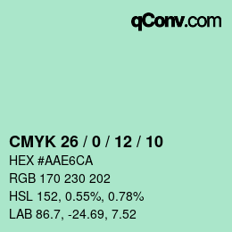 Color code: CMYK 26 / 0 / 12 / 10 | qconv.com