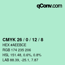 カラーコード: CMYK 26 / 0 / 12 / 8 | qconv.com