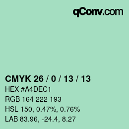 Color code: CMYK 26 / 0 / 13 / 13 | qconv.com