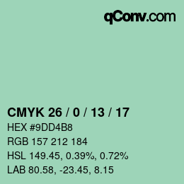 カラーコード: CMYK 26 / 0 / 13 / 17 | qconv.com