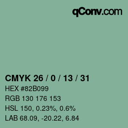 Color code: CMYK 26 / 0 / 13 / 31 | qconv.com