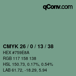 カラーコード: CMYK 26 / 0 / 13 / 38 | qconv.com