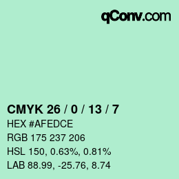 カラーコード: CMYK 26 / 0 / 13 / 7 | qconv.com